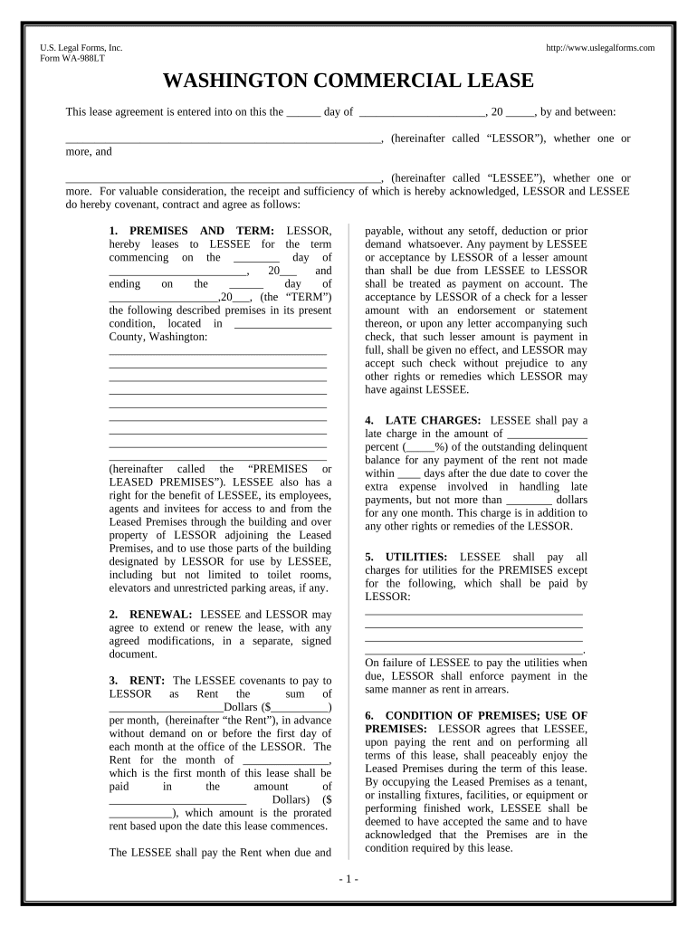 Washington Commercial Lease  Form