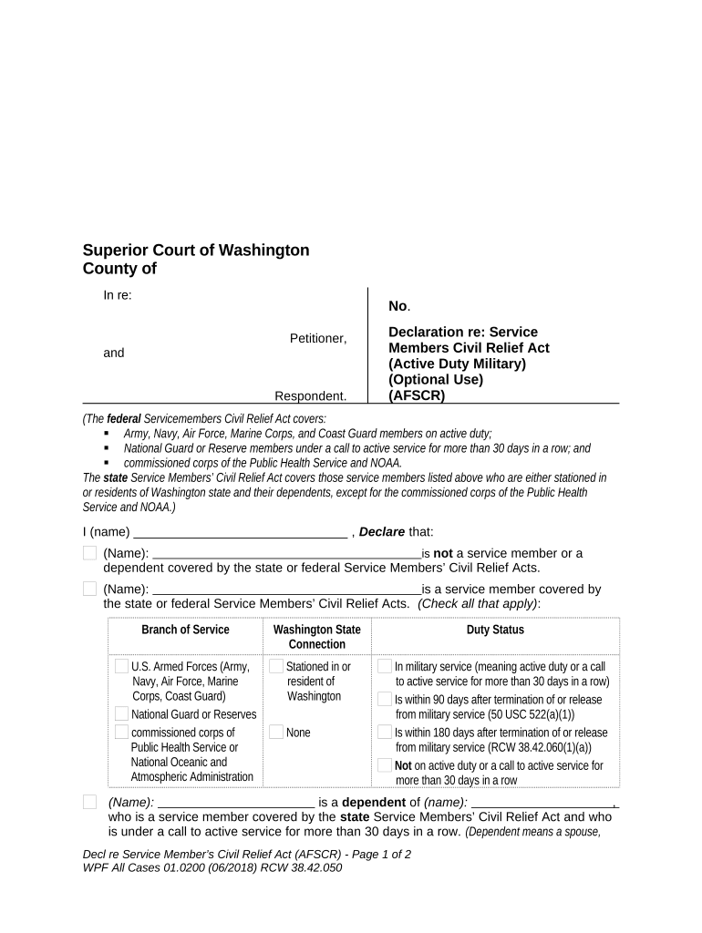 Declaration Relief Act  Form