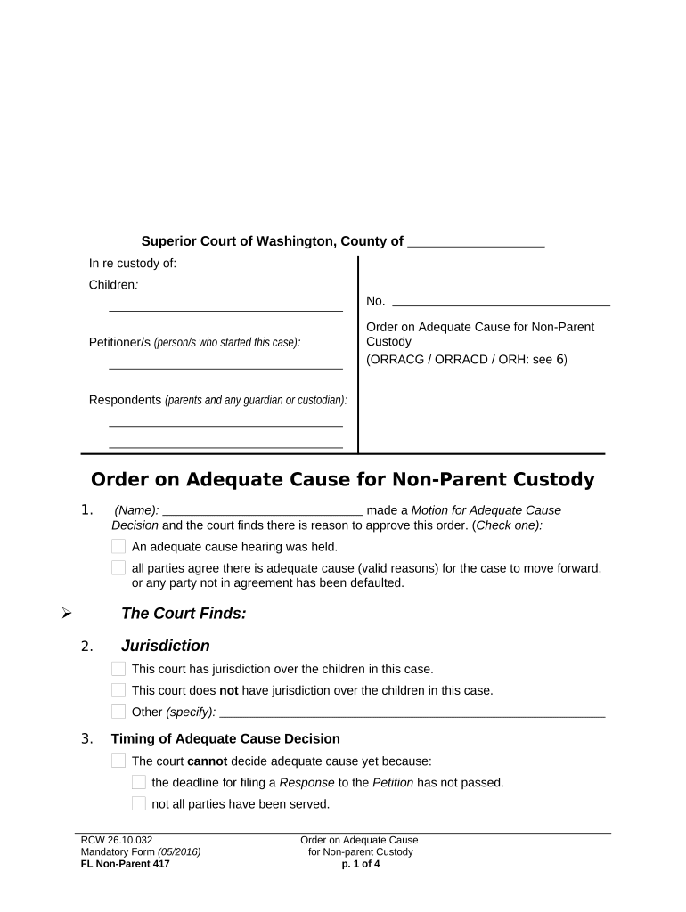 WPF CU 02 0400 Order Regarding Adequate Cause Washington  Form
