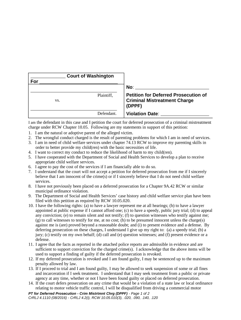 Deferred Prosecution Contract  Form