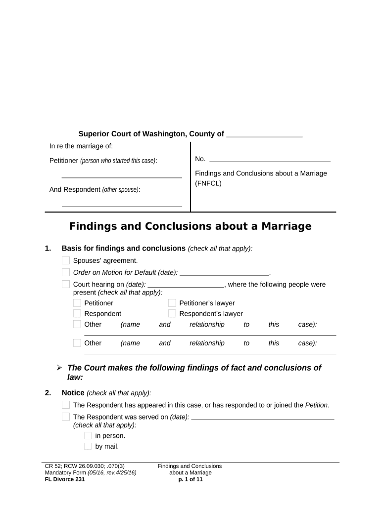 Findings Fact  Form