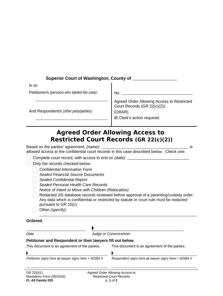 Stipulation Order Form