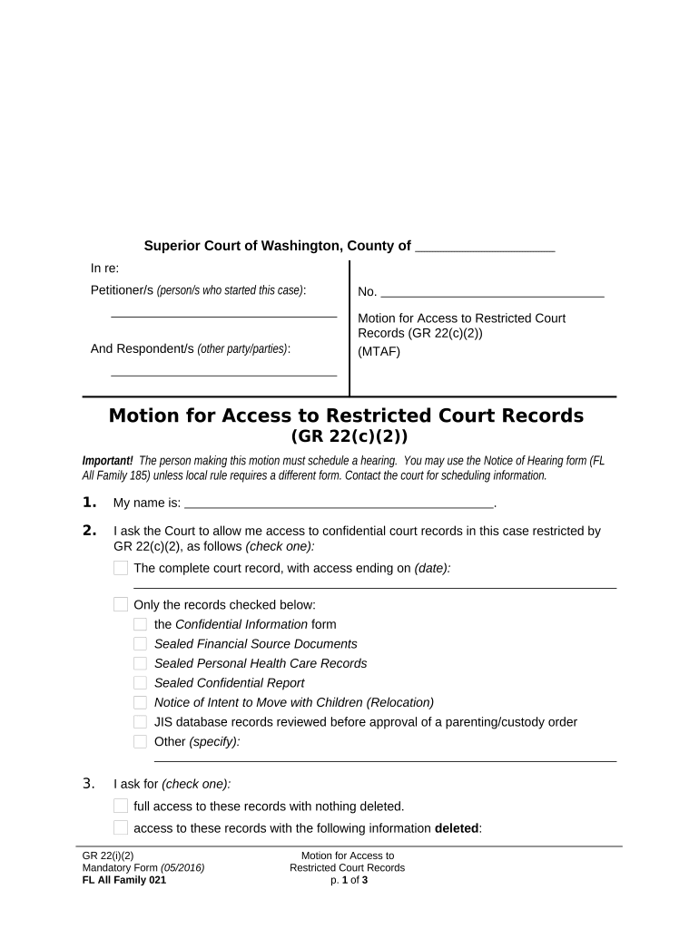 Washington Motion  Form