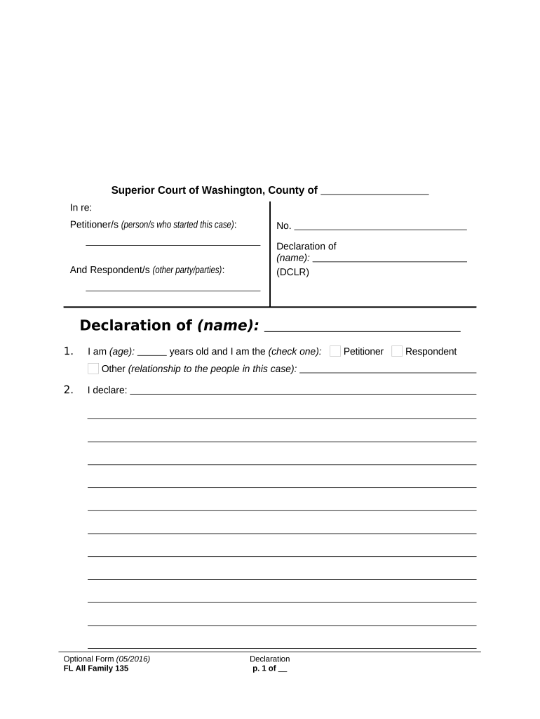 Wa Declaration Sample  Form