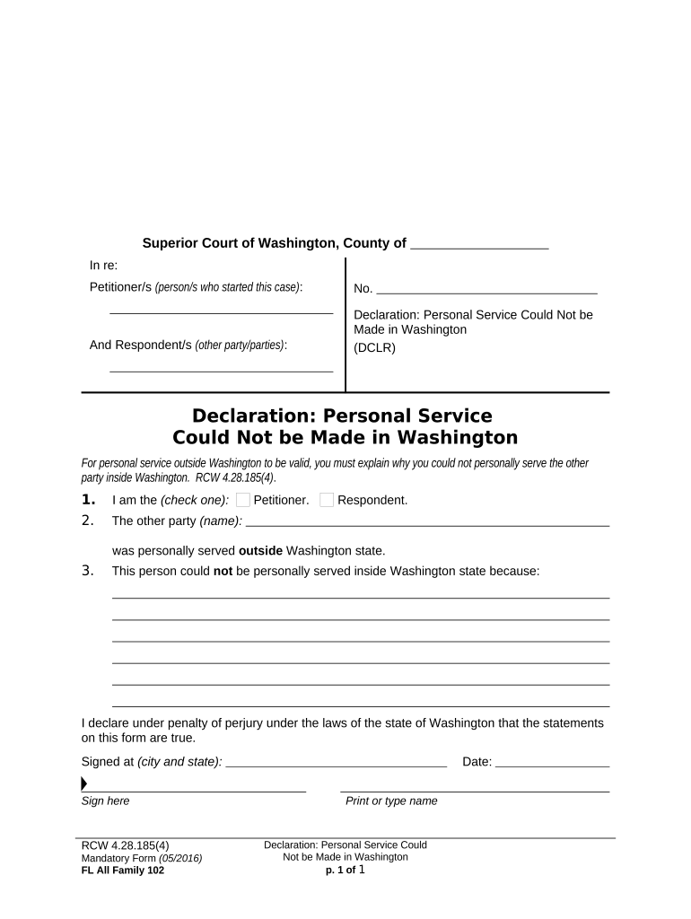 Washington Personal Service  Form