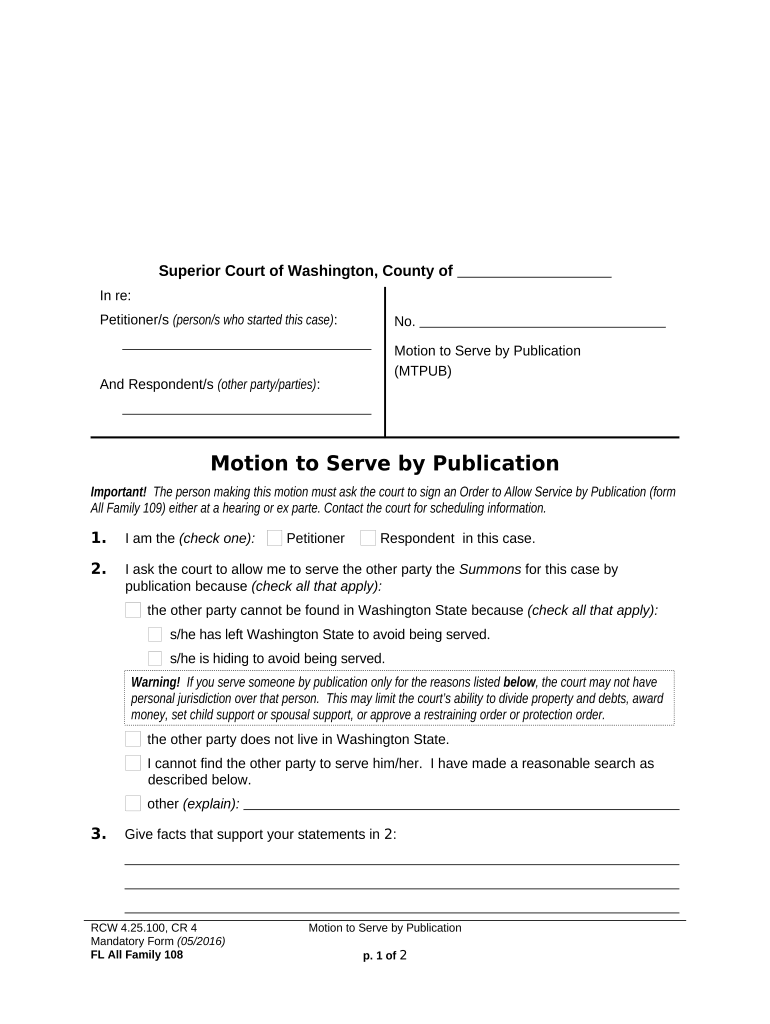 Washington Service Publication  Form