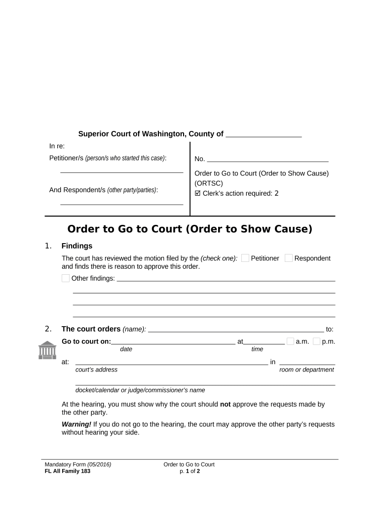 Order Show Cause File  Form