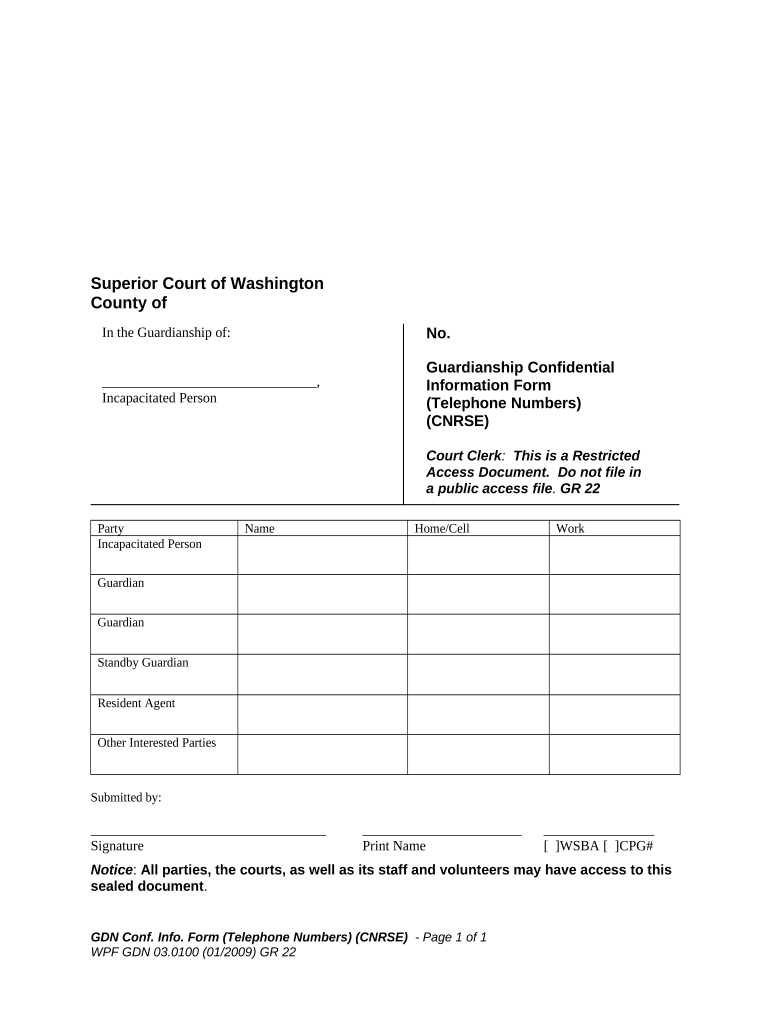 Washington Confidential Information Form