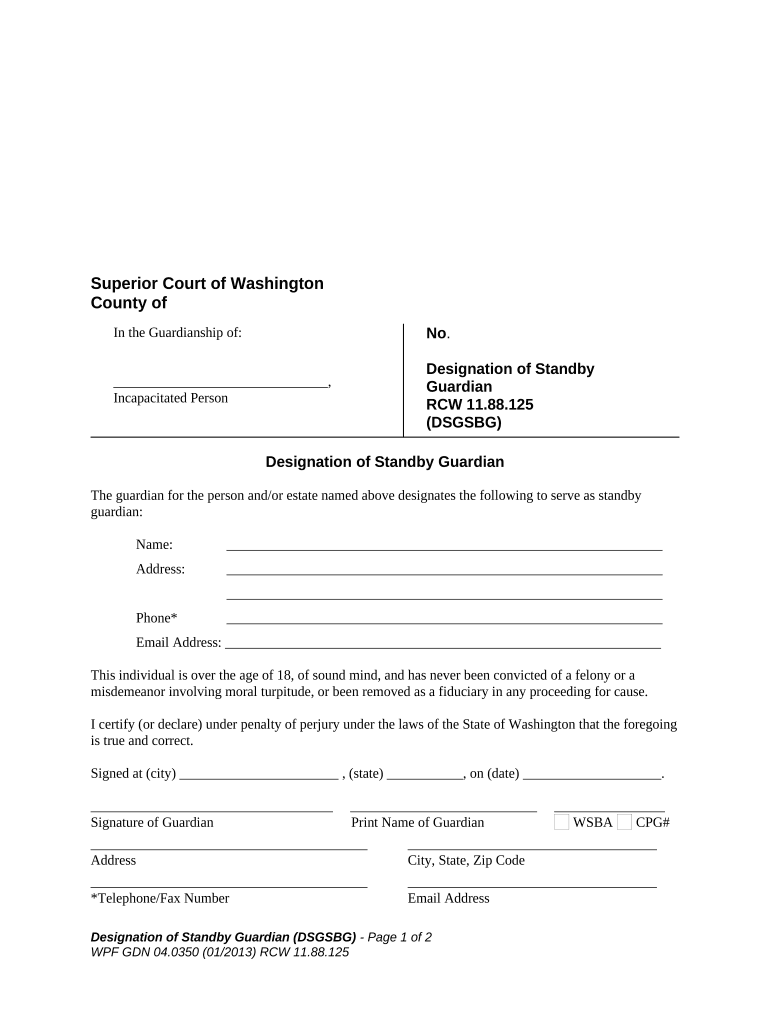 Designation Standby Guardian  Form