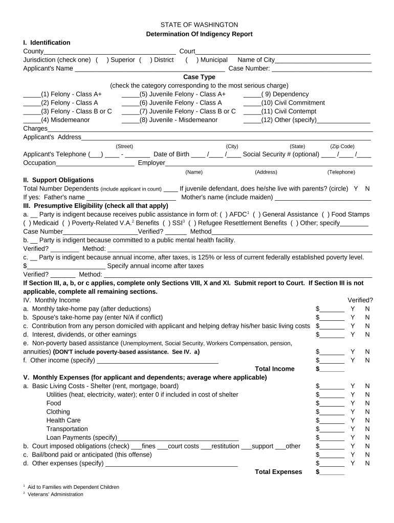 Indigent Defense Form English Washington