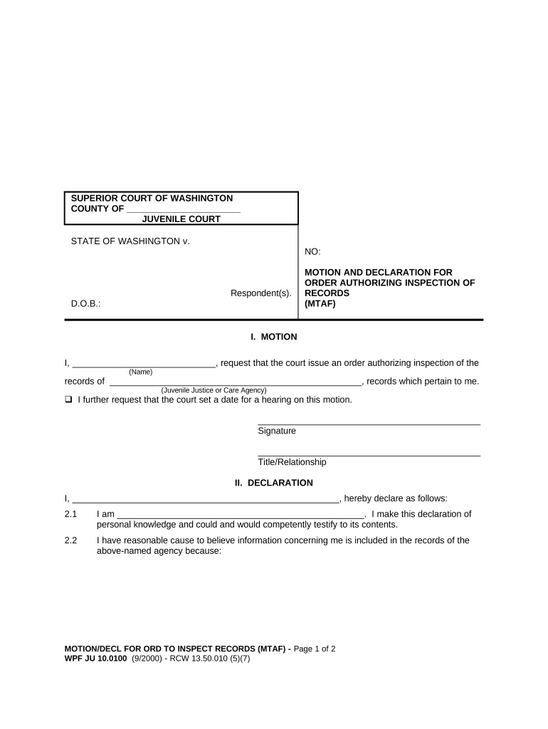 Wa Form Inspection