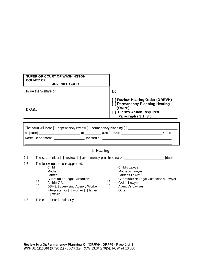 Hearing Permanency Planning  Form