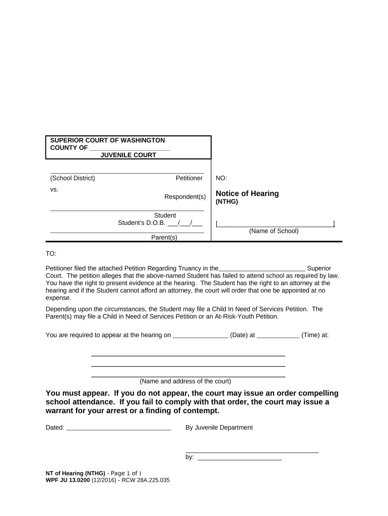 Washington Order Form