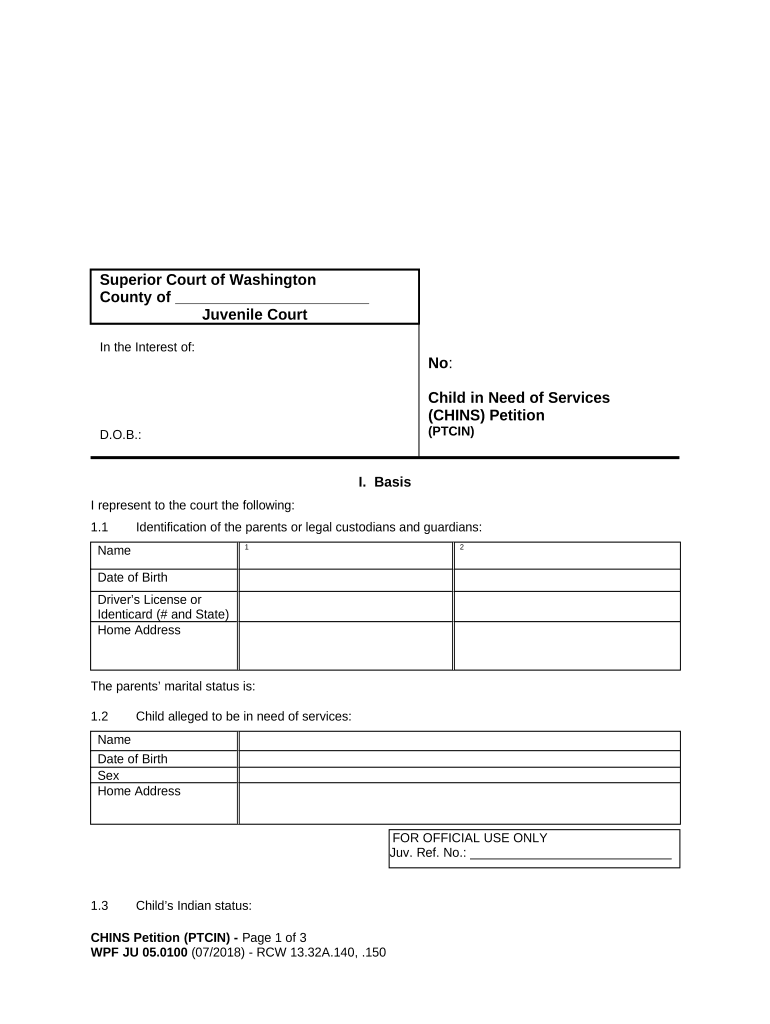 Washington Child Services  Form