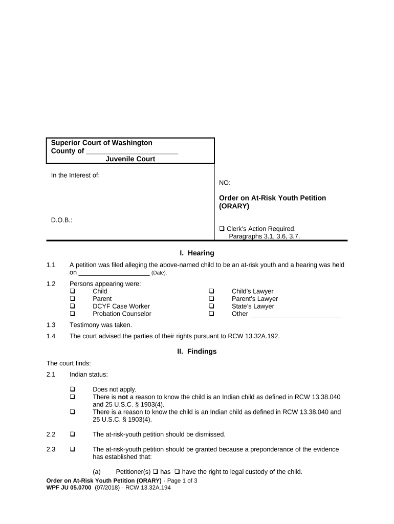 Risk Youth Petition  Form