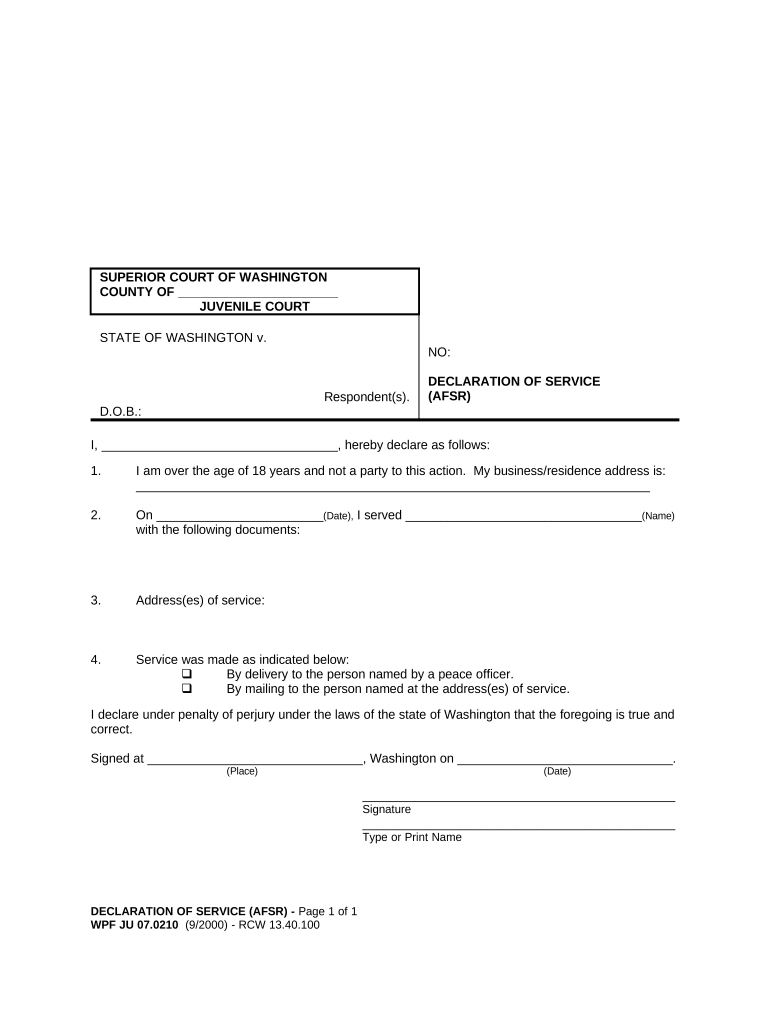 Washington Declaration Service  Form