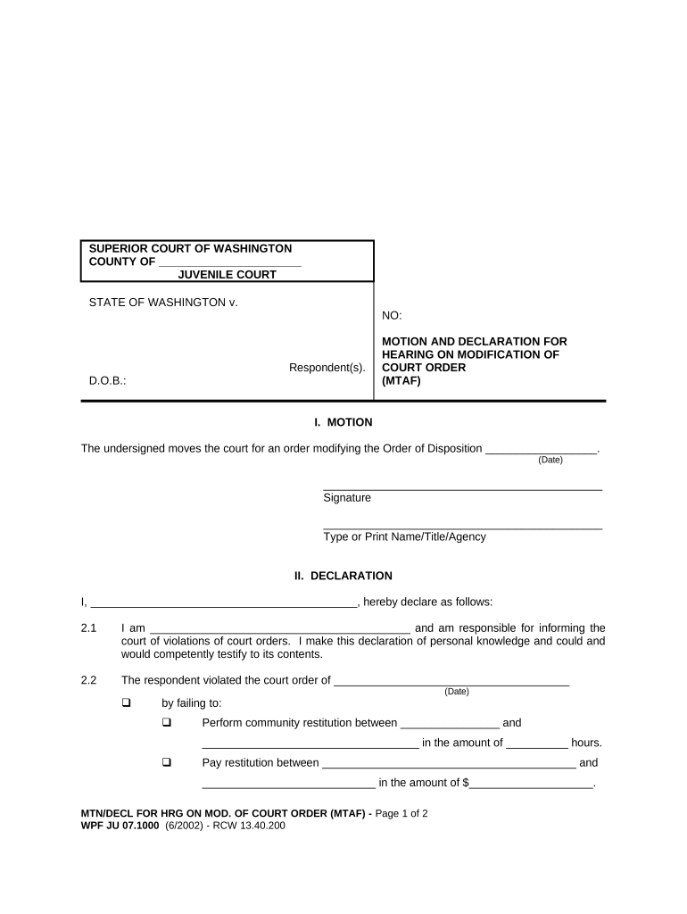 Motion Modification Form