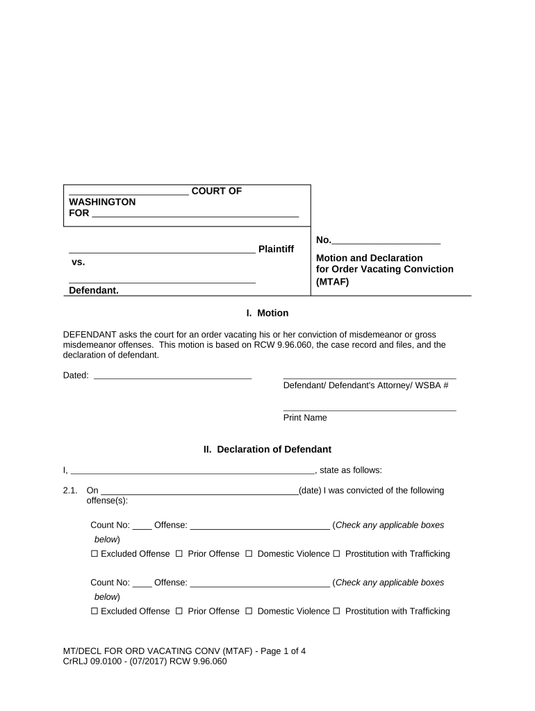 JU 09 0100 Motion for Assignment of Lawyer Washington  Form