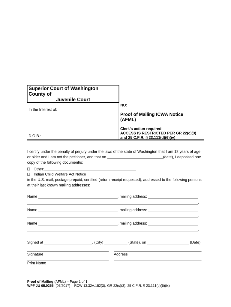 Proof Mailing Form