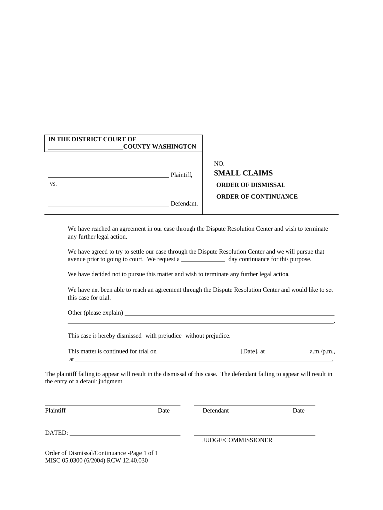 Wa Small Claims  Form