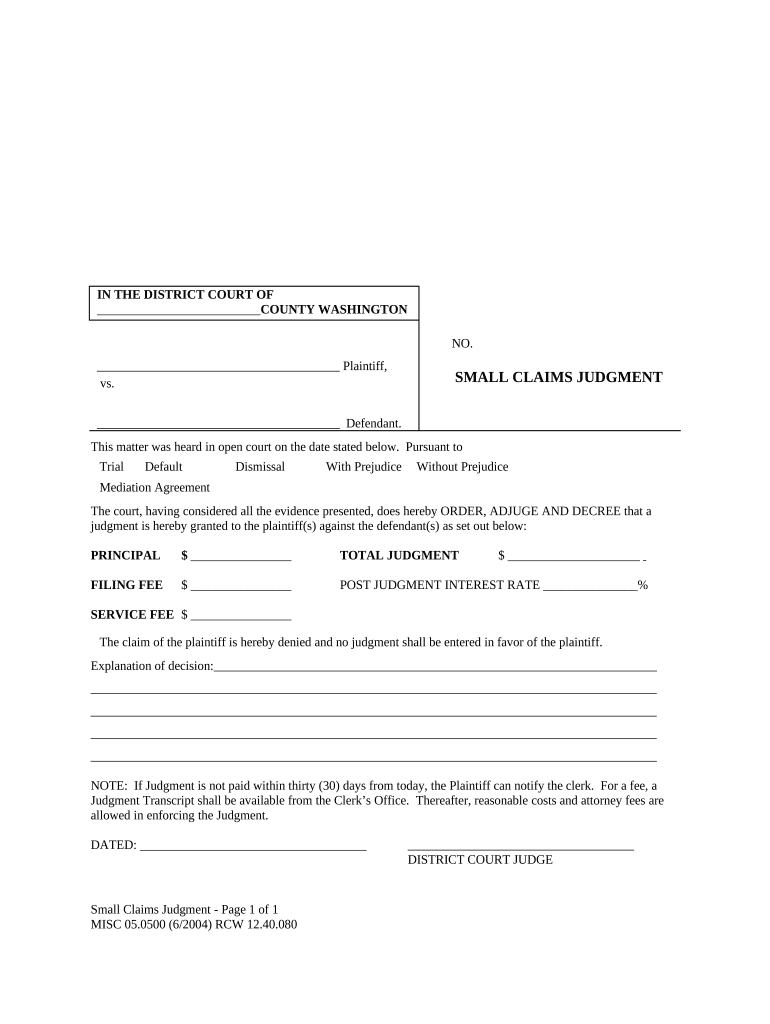 Wa Small Claims  Form