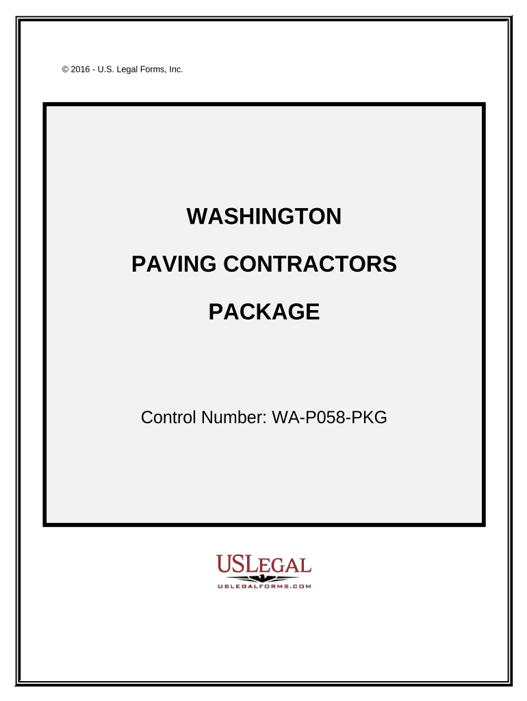 Paving Contractor Package Washington  Form