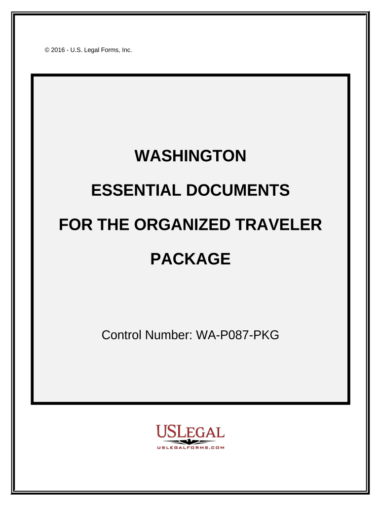 Essential Documents for the Organized Traveler Package Washington  Form
