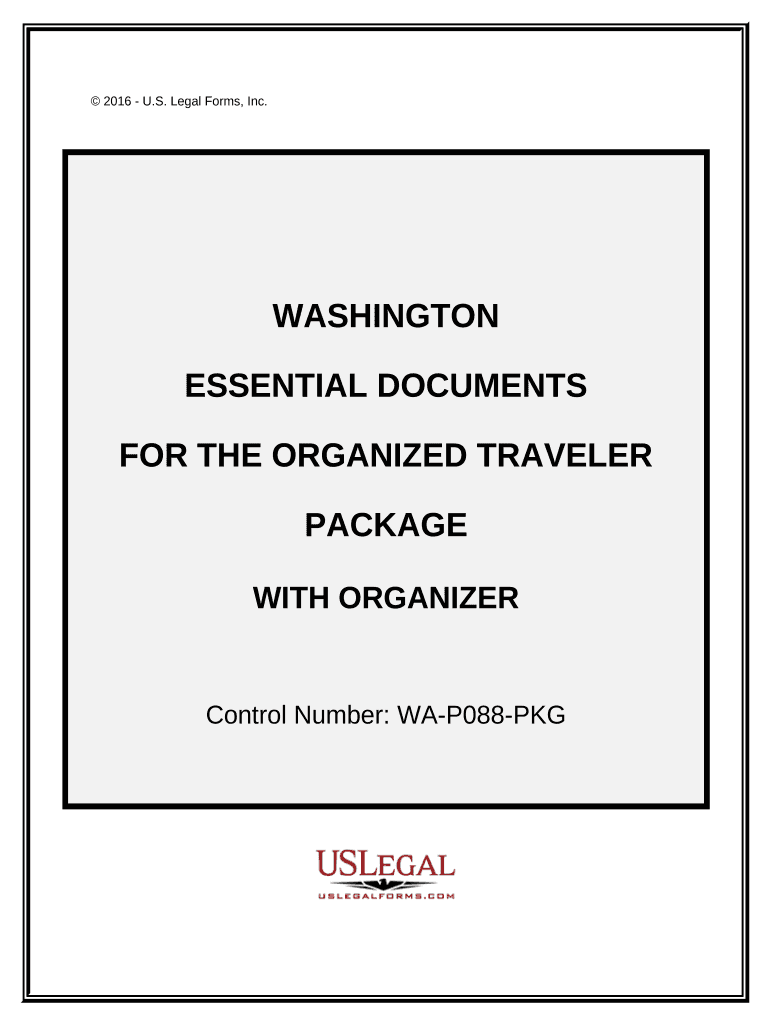 Essential Documents for the Organized Traveler Package with Personal Organizer Washington  Form