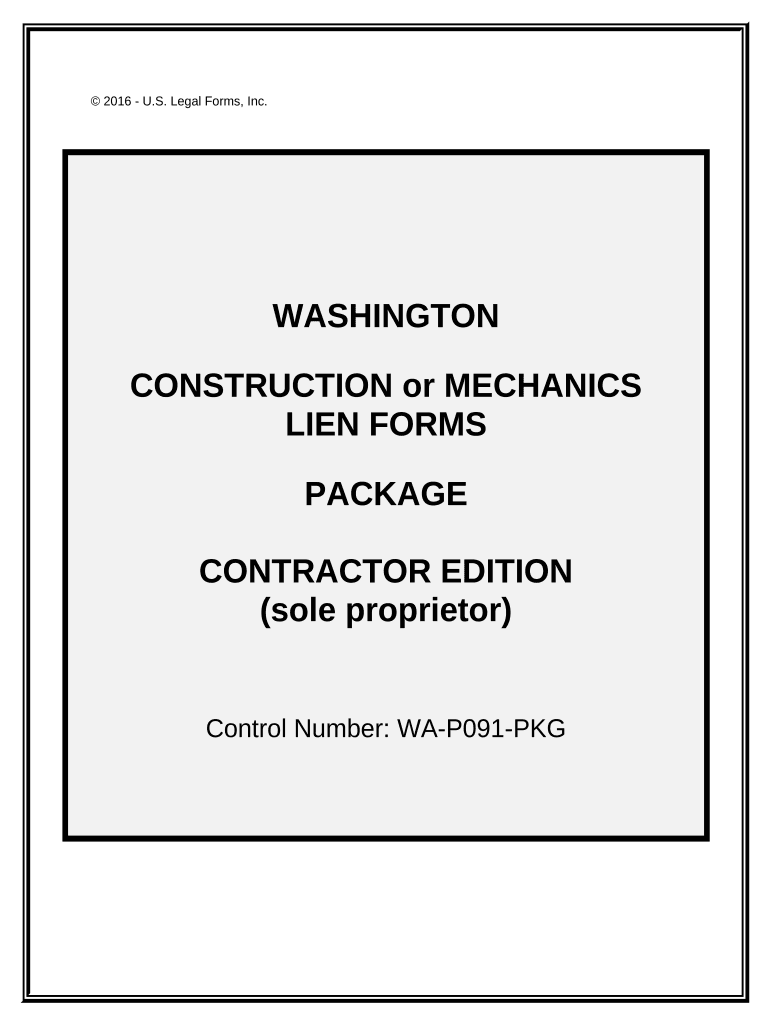 Washington Construction or Mechanics Lien Package Individual Washington  Form