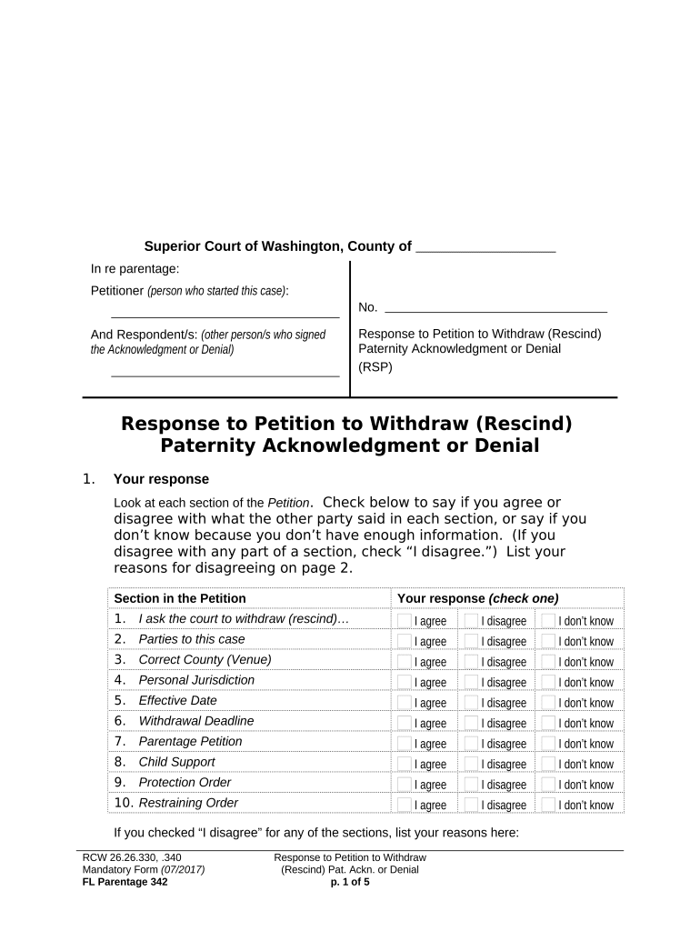 Response Petition Form