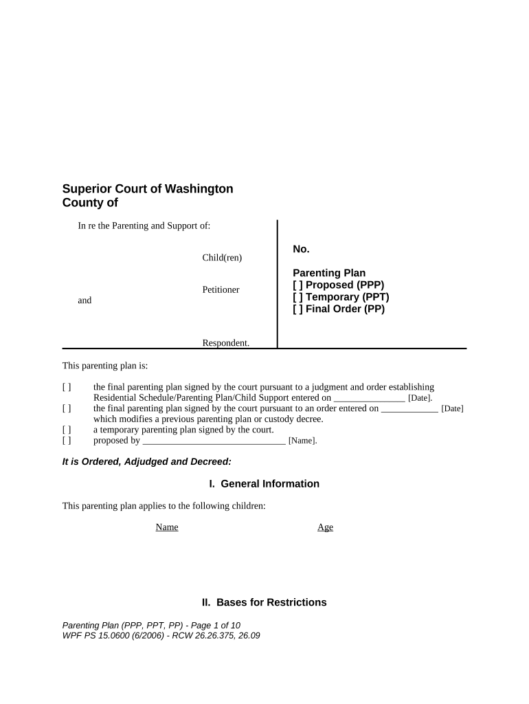 Parenting Plan  Form