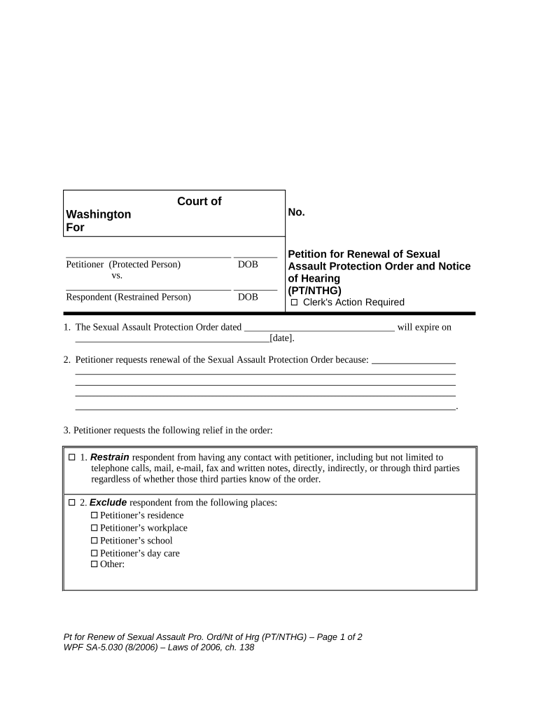 Washington Protection Order  Form