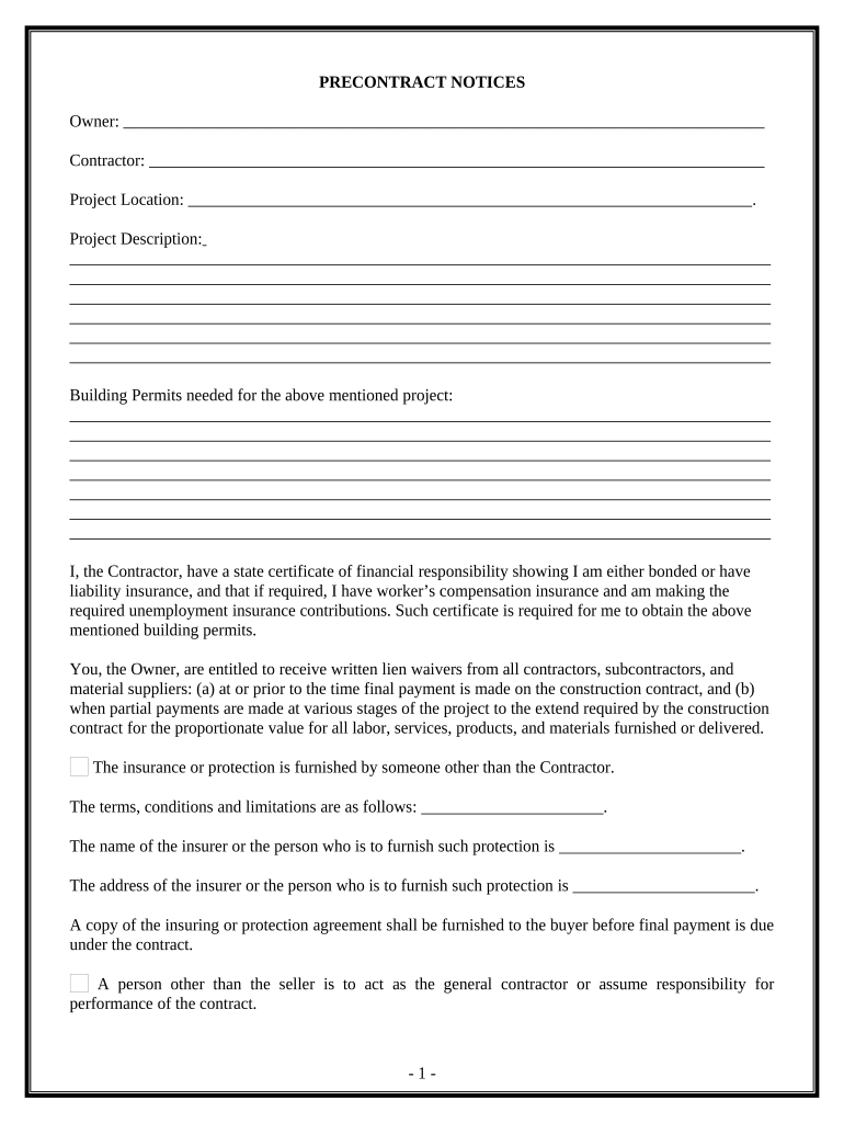 Excavator Contract for Contractor Wisconsin  Form