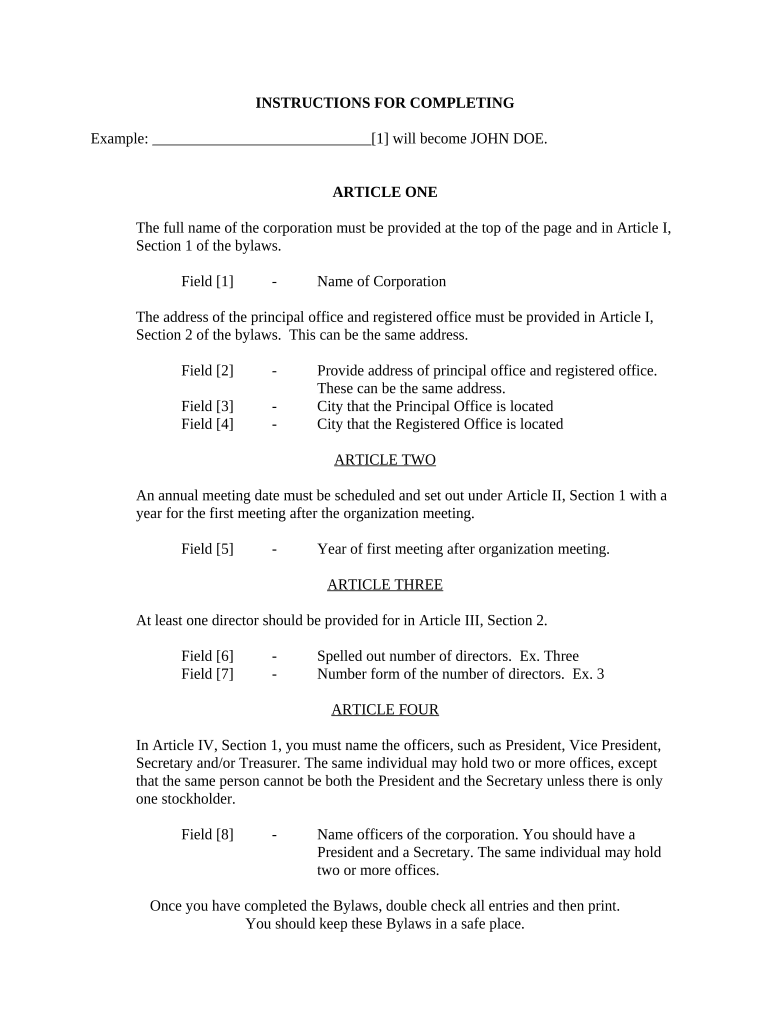 Wi Bylaws Corporation  Form