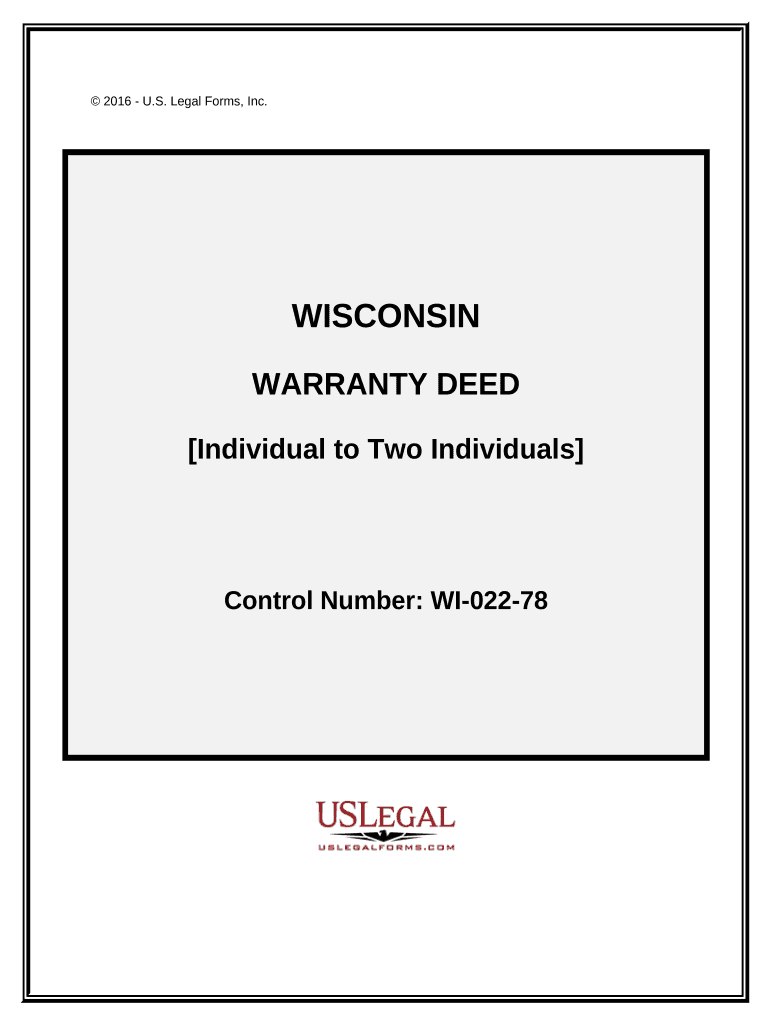 Warranty Deed from an Individual to Two Individuals Wisconsin  Form