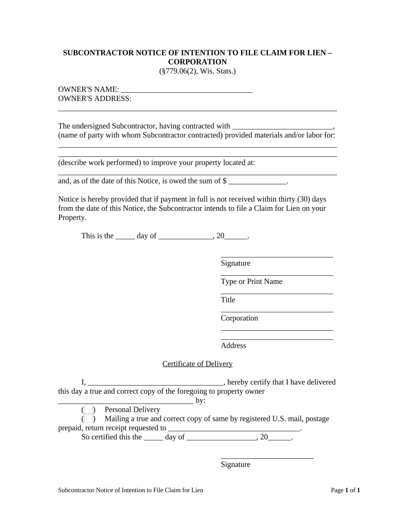 Notice Intent File  Form