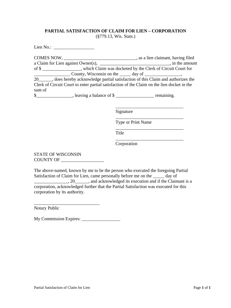 Wisconsin Partial  Form