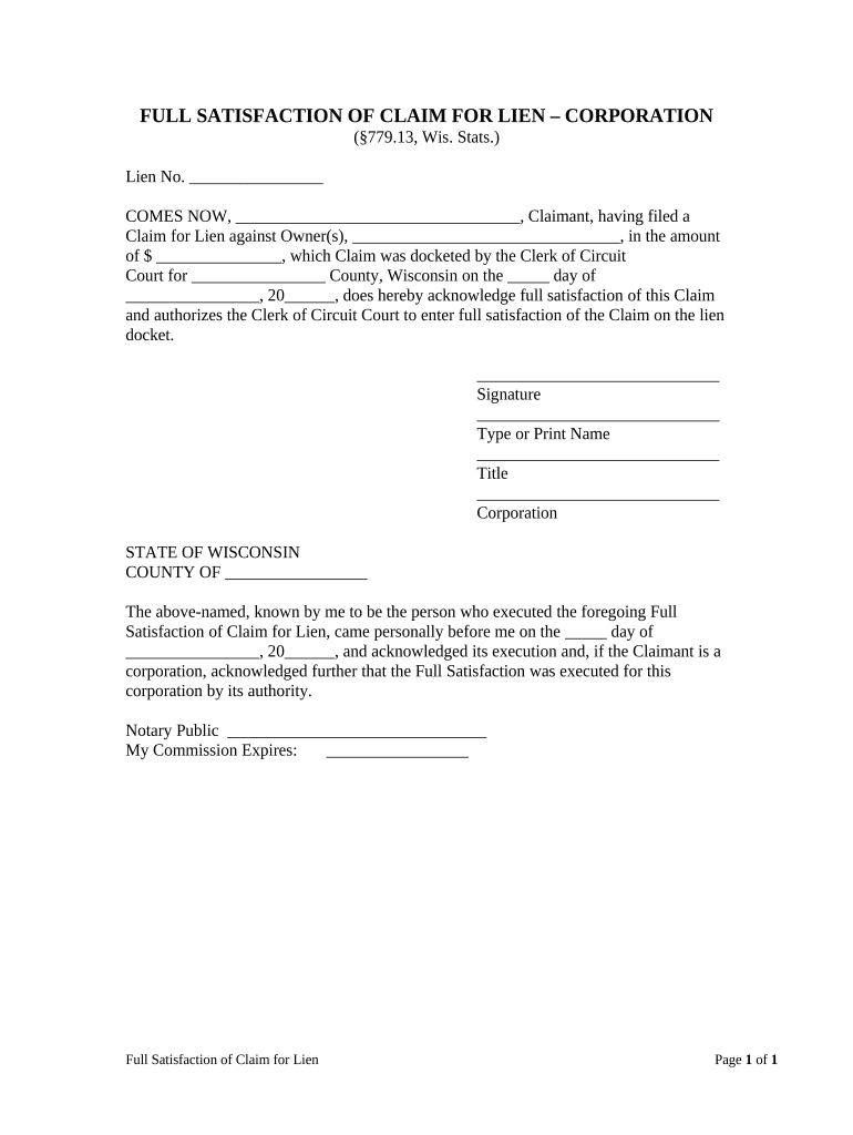 Wisconsin Claim  Form