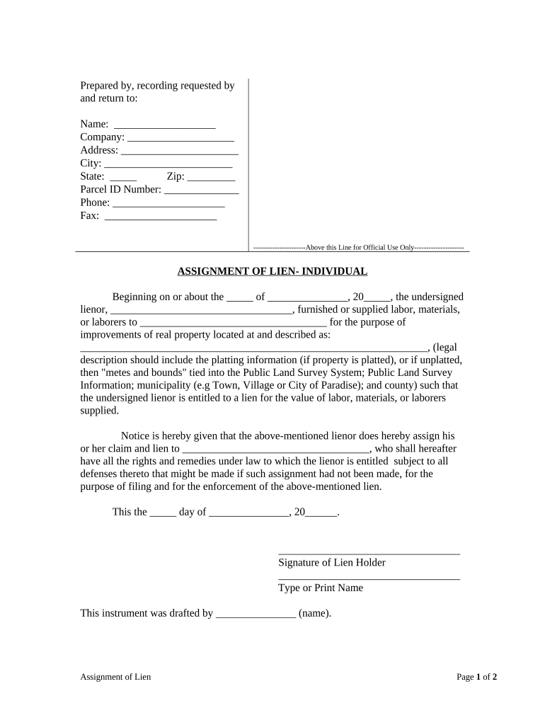 Wisconsin Assignment  Form
