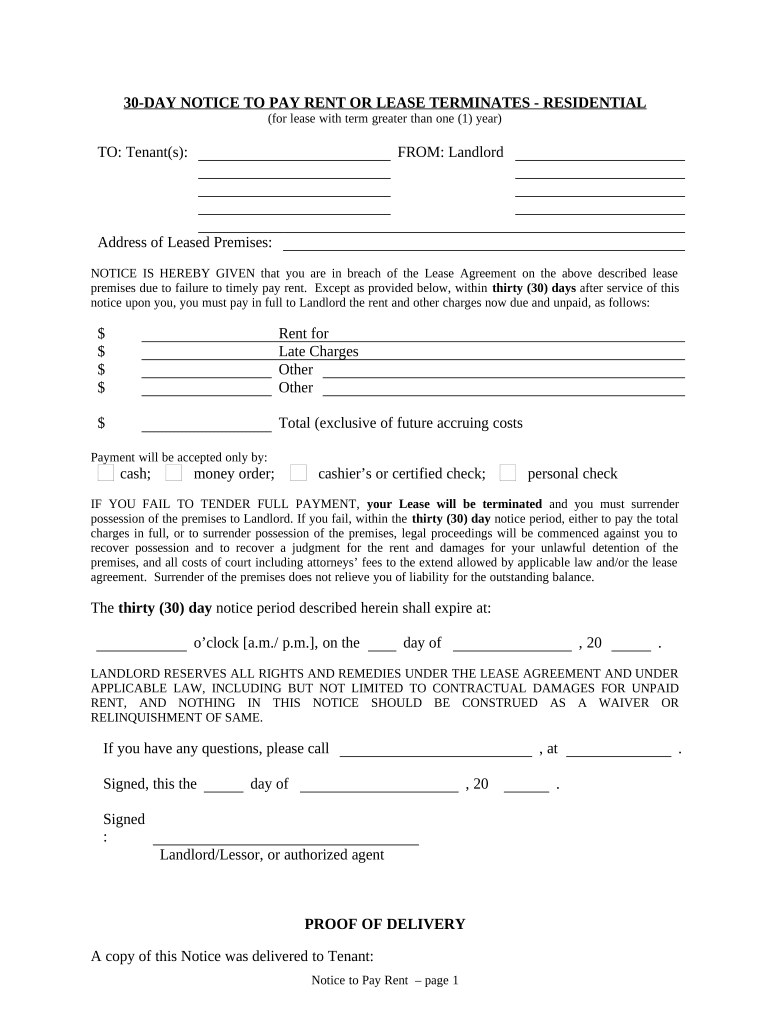 Wisconsin 30 Day  Form