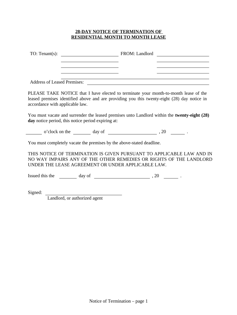 28 Day Notice  Form