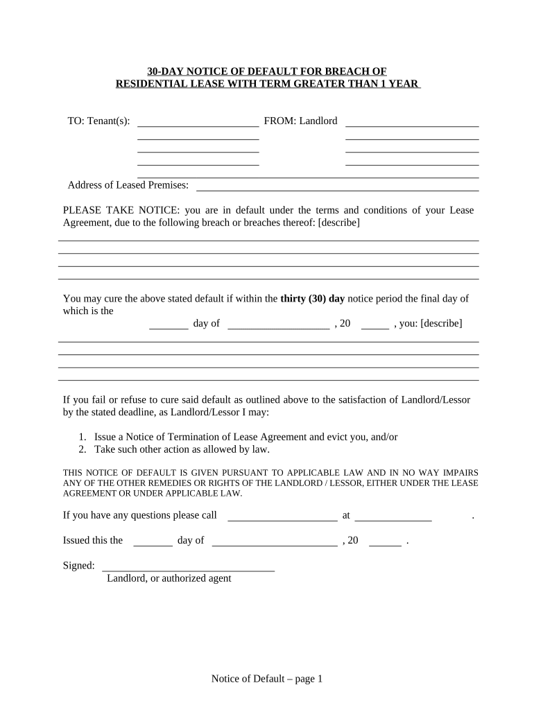 30 Notice Lease  Form