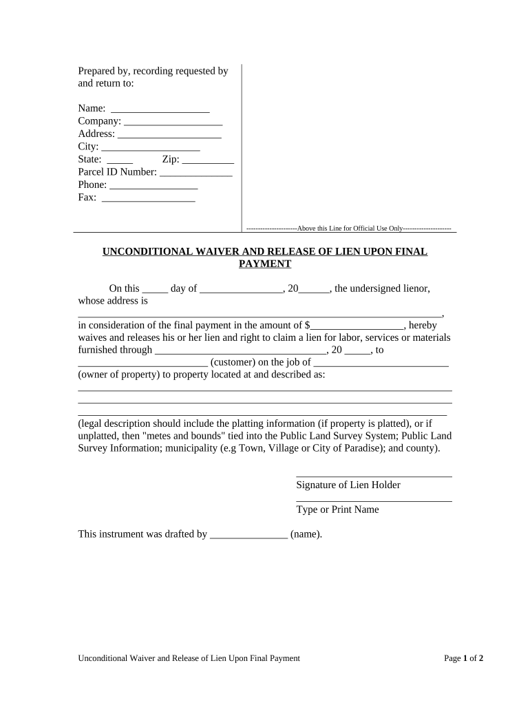 Wisconsin Lien  Form