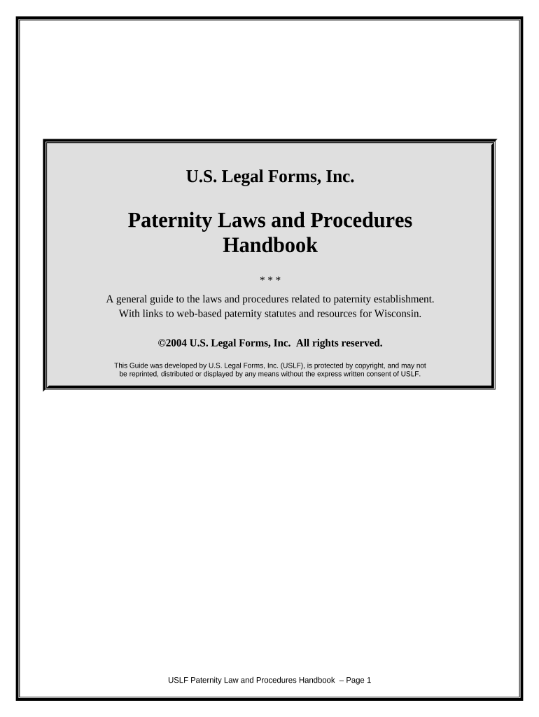 Paternity Law and Procedure Handbook Wisconsin  Form
