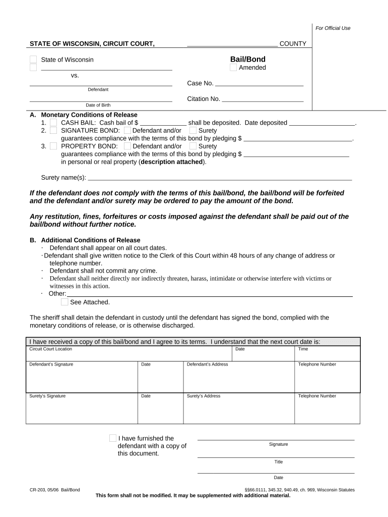 Bail Bond  Form