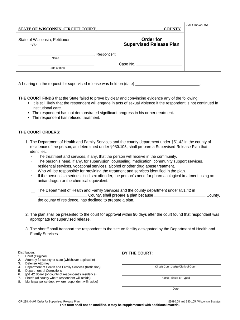 Supervised Release Order  Form