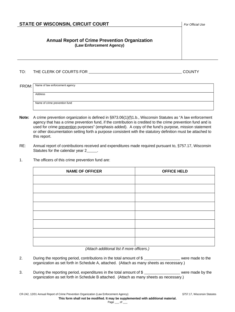 Annual Report Organization Form