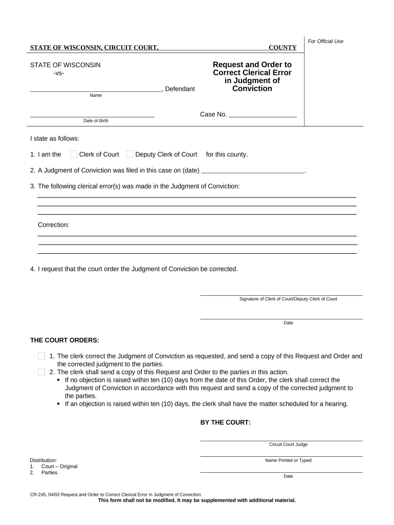 Correct Clerical  Form