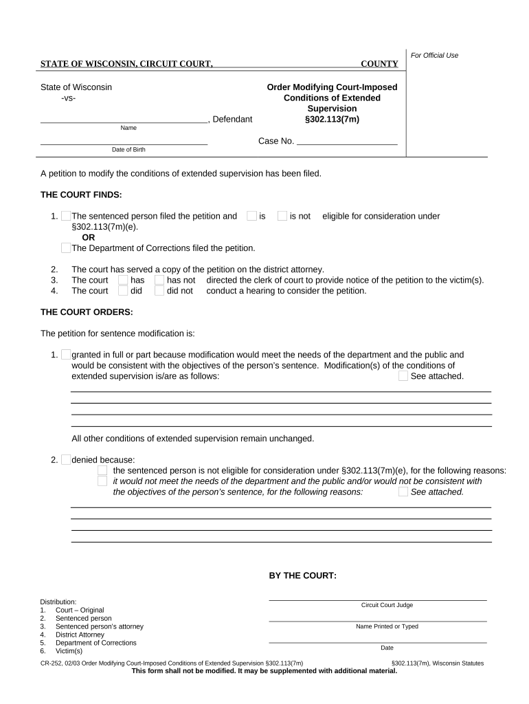 Order Court Form