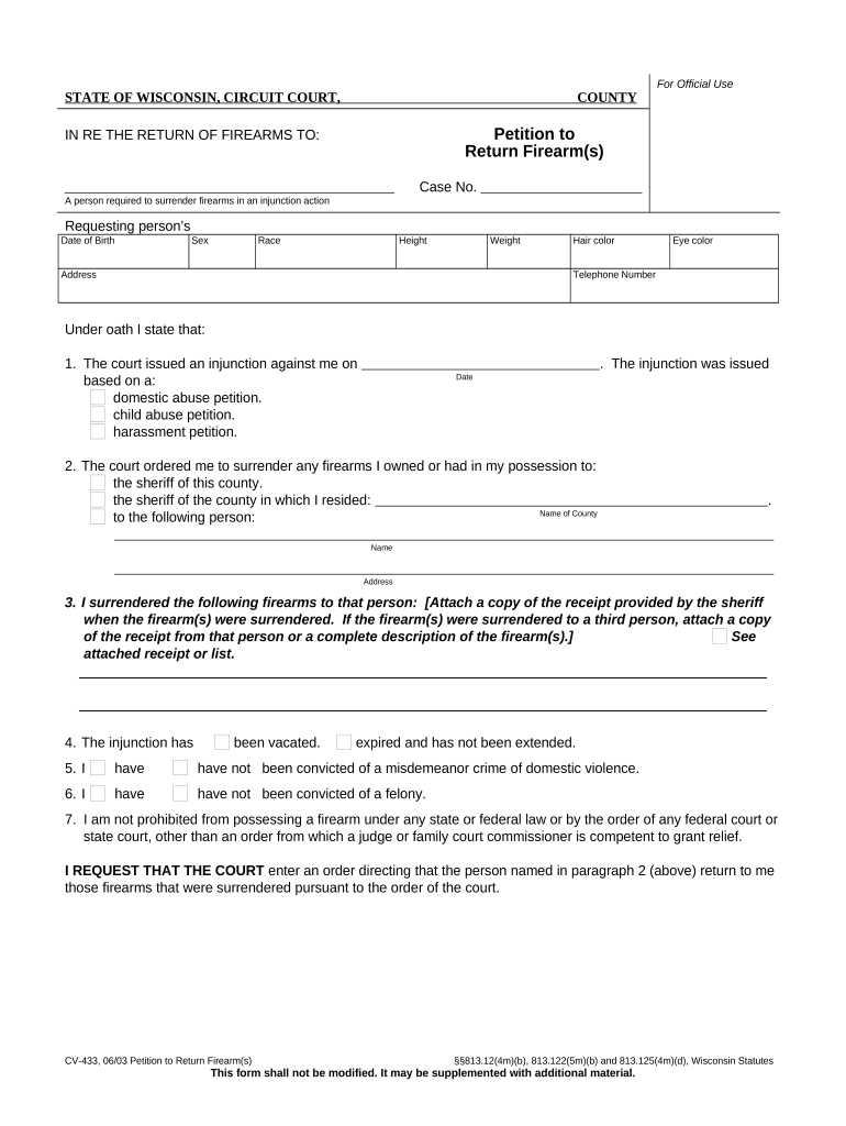 Petition Return  Form